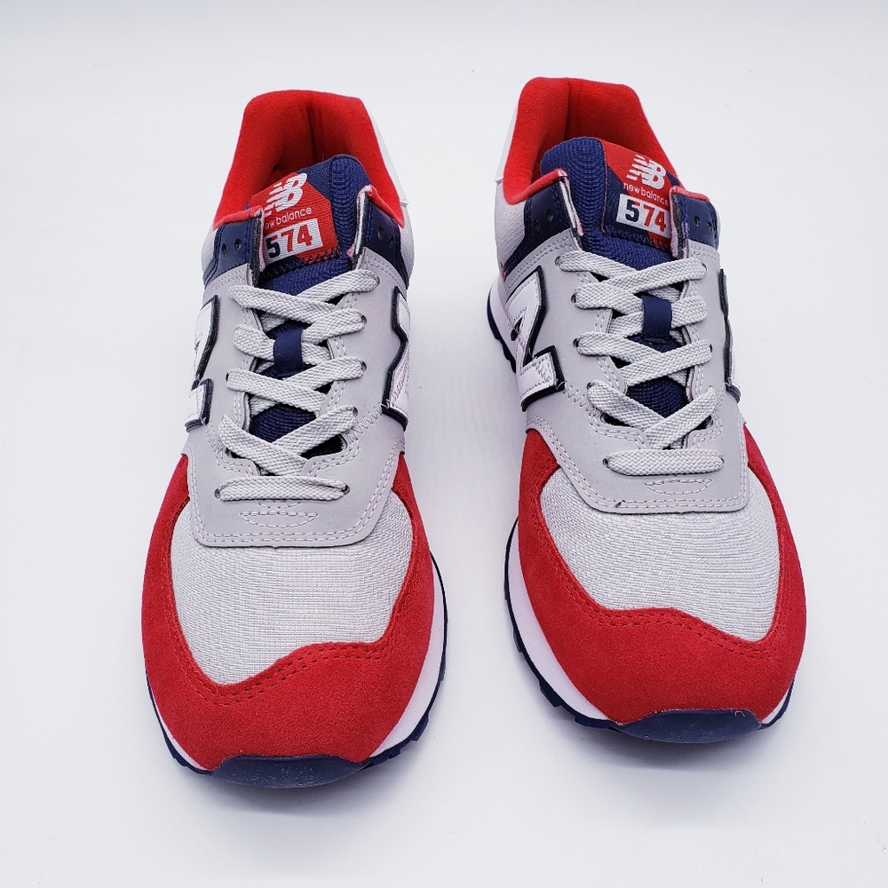 New Balance 574 Gray Navy Blue Red Sneaker… - Picture 4 of 7
